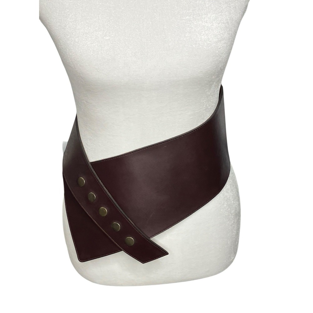 Faux Leather Belt Brown Womens S Asymmetrical Steampunk Castle Core Ren Faire